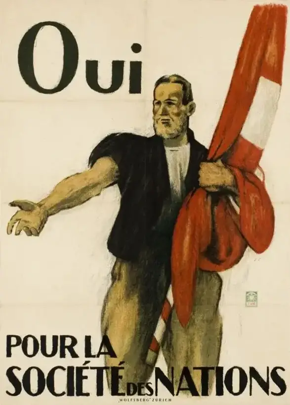 Affiche pour l'adhésion de la Suisse à la société des Nations