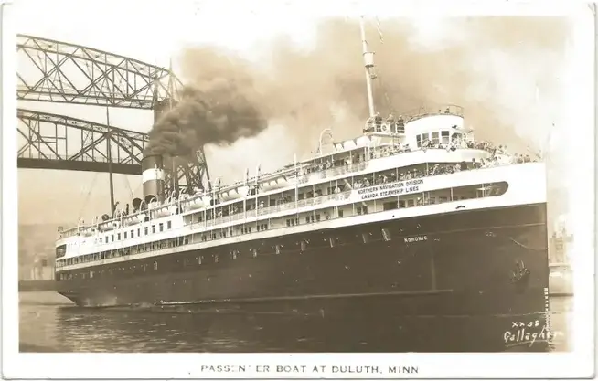 MN Duluth MN RPPC SS NORONIC FIRE DISASTER 119 KILLED 1949 Toronto Harbor INTERIOR Excursion Steamer Northern Navigation Co built 1913 UpNorth Memories - Donald (Don) Harrison noronic photo