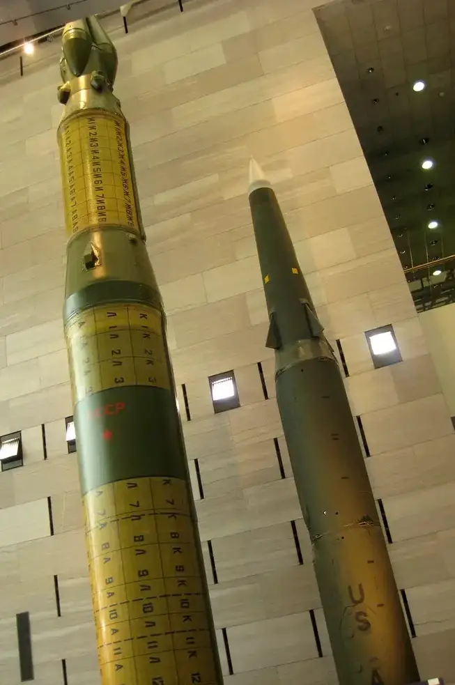 Washington DC: National Air and Space Museum - Pershing-II and SS-20 missiles wallyg Intermediate-Range Nuclear Forces Treaty photo