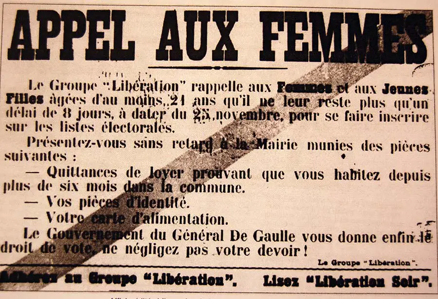 Appel aux femmes, affiche ÈditÈe ‡ l'occasion du premier vote des femmes, le 29 avril 1945