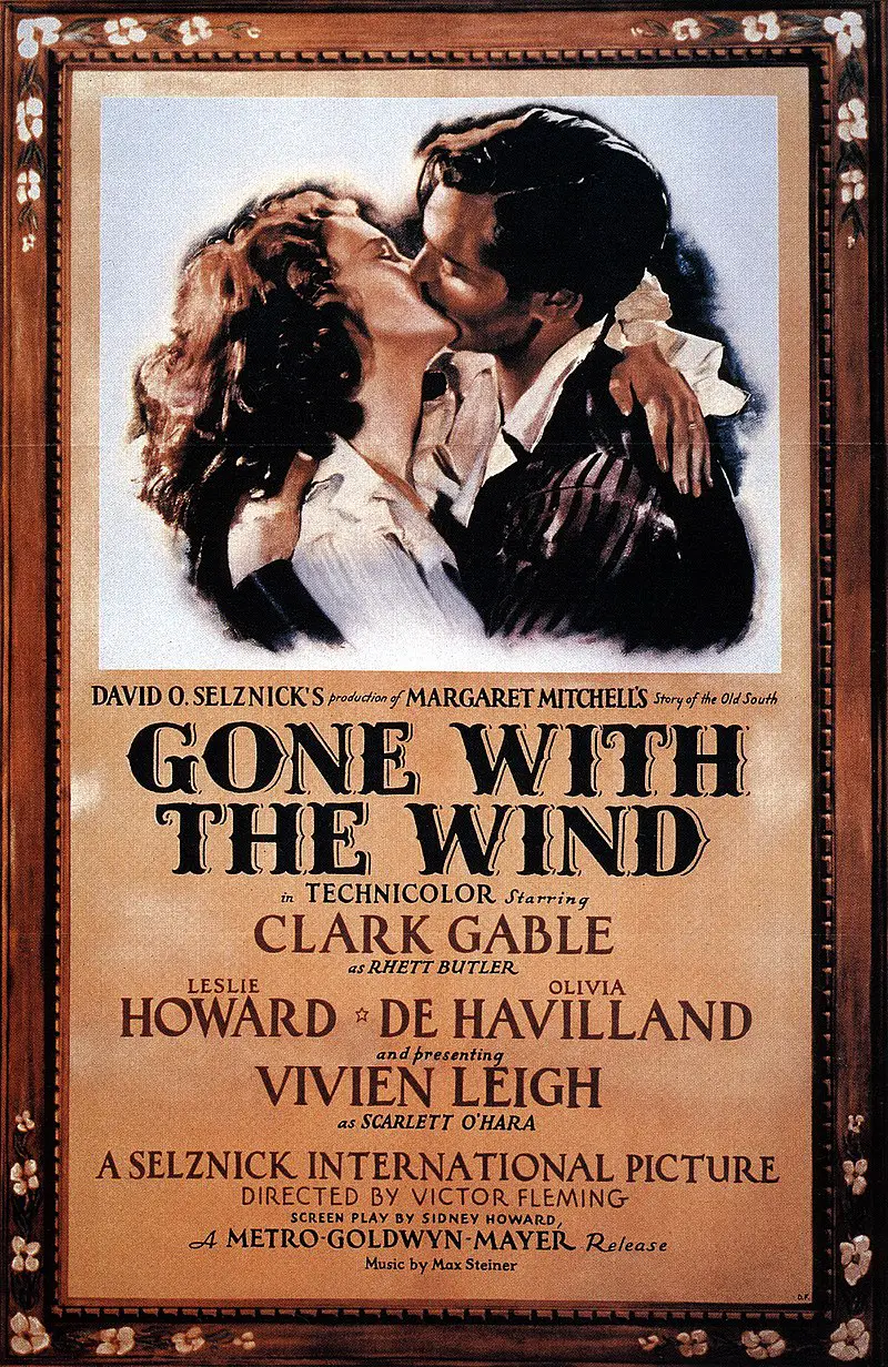 affiche originale du film autant en emporte le vent qui a reçu 8 oscars le 29 février